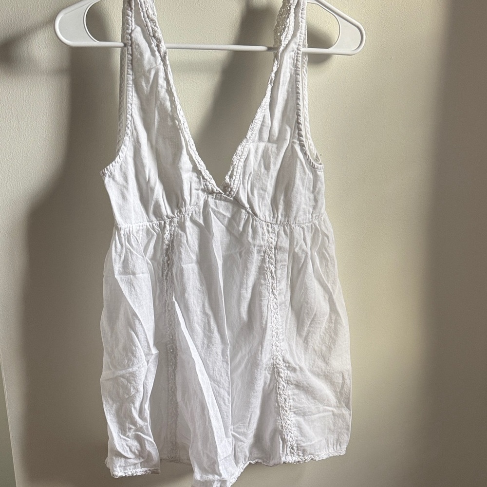 Urban Outfitters White Lace-Trimmed Top